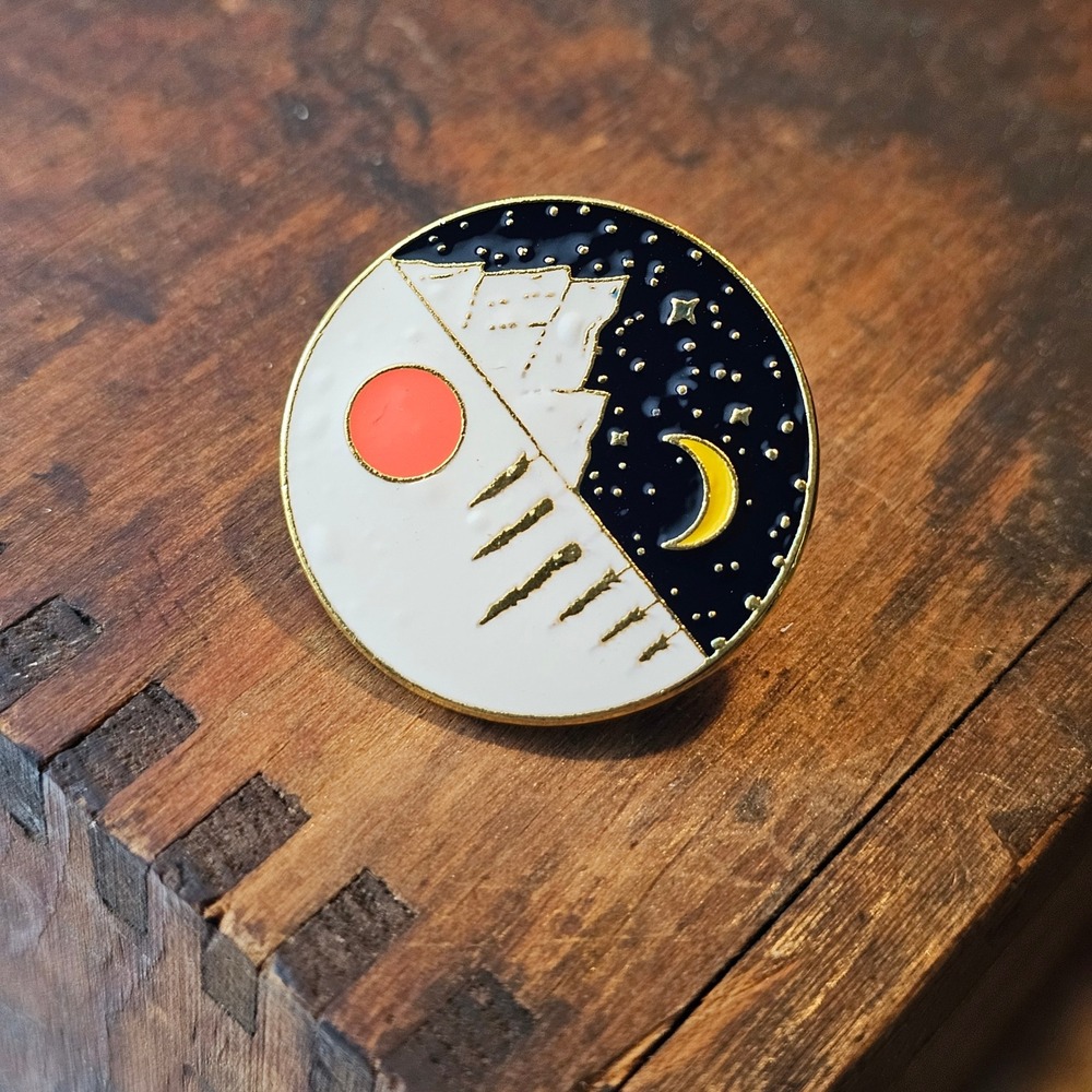 Sun Moon Mountain Celestial Enamel Pin Unisex OS Multi Lapel Pin